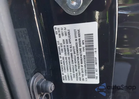 2018 Honda Cr-V Ex-L/Ex-L Navi из США, поврежденный, VIN 7FARW1H89JE023838